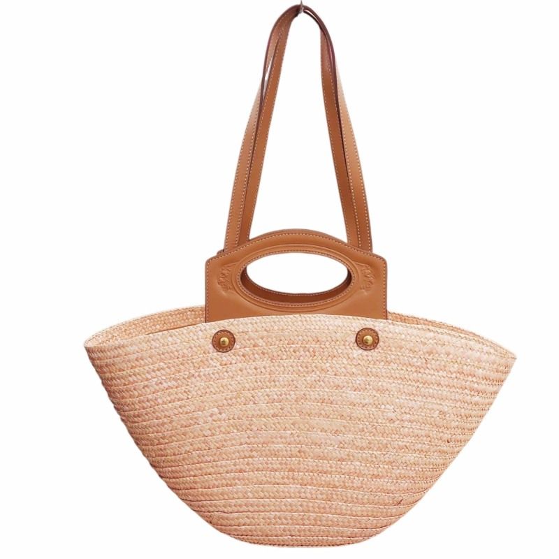 トッズ TOD'S ストロー＆レザーバッグ かごバッグ バスケット 2way