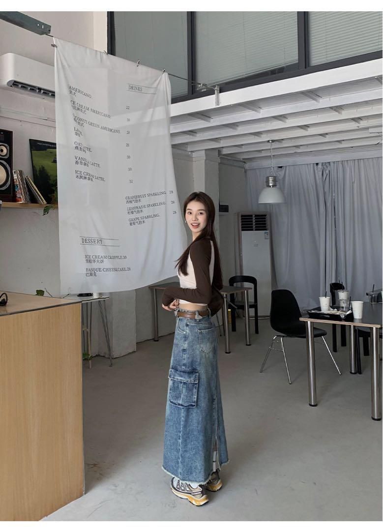 デニムロングスカート 春のお出かけ女子会にぴったり