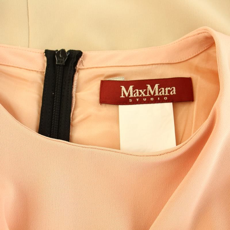 マックスマーラステュディオ Max Mara Studio ワンピース ひざ丈 半袖 切替 バイカラー 40 M ピンク ベージュ /YT - メルカリ
