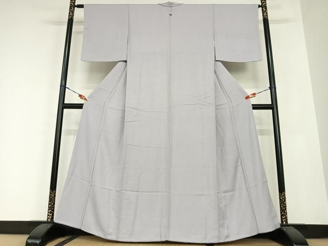 平和屋着物●上質な色無地 紋意匠 鳩羽色 正絹 AABB6583zg