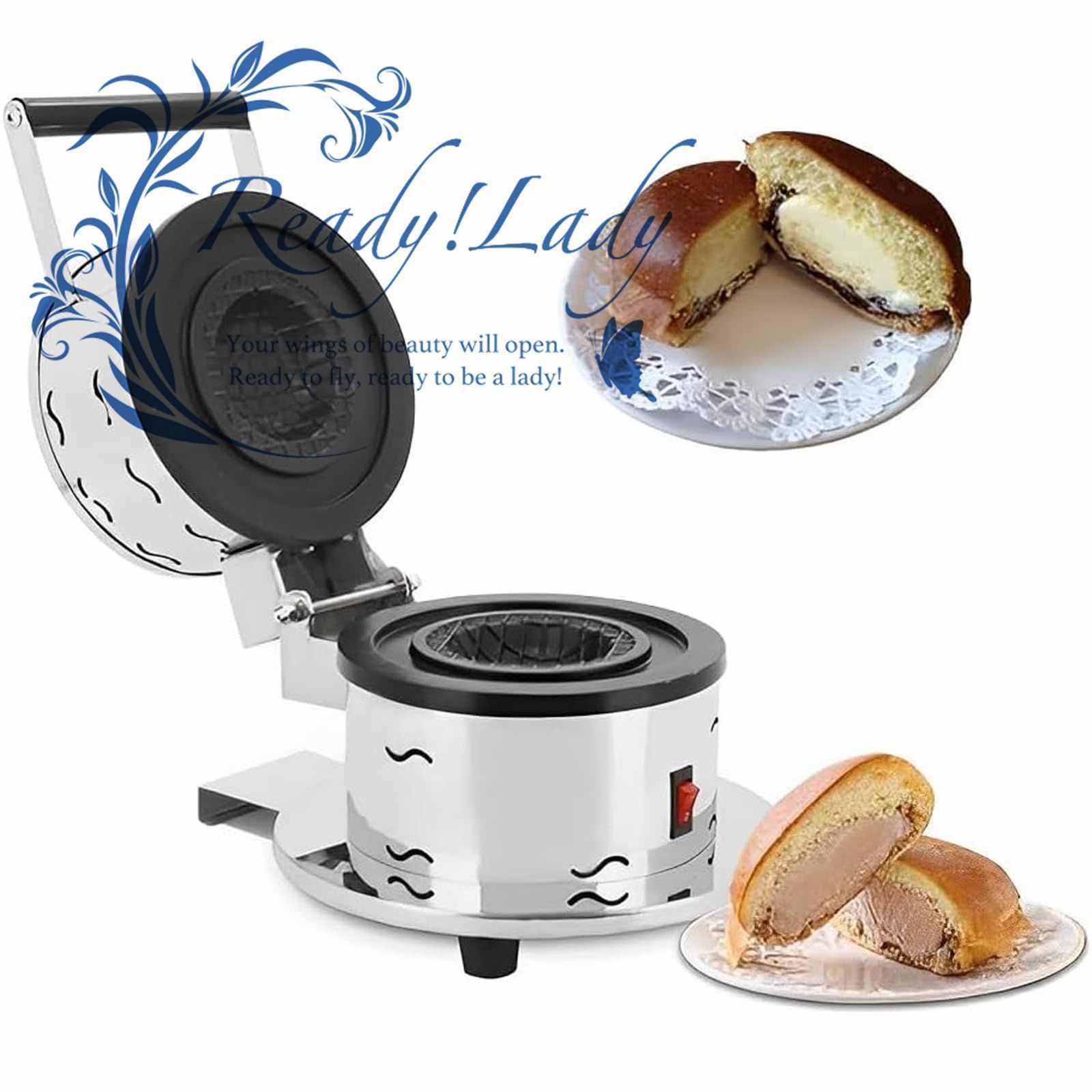 業務用アイスハンバーガーメーカー バーガー 1000W 電気バーガーワッフルメーカー ノンスティックパン 正確な温度制御 両面加熱