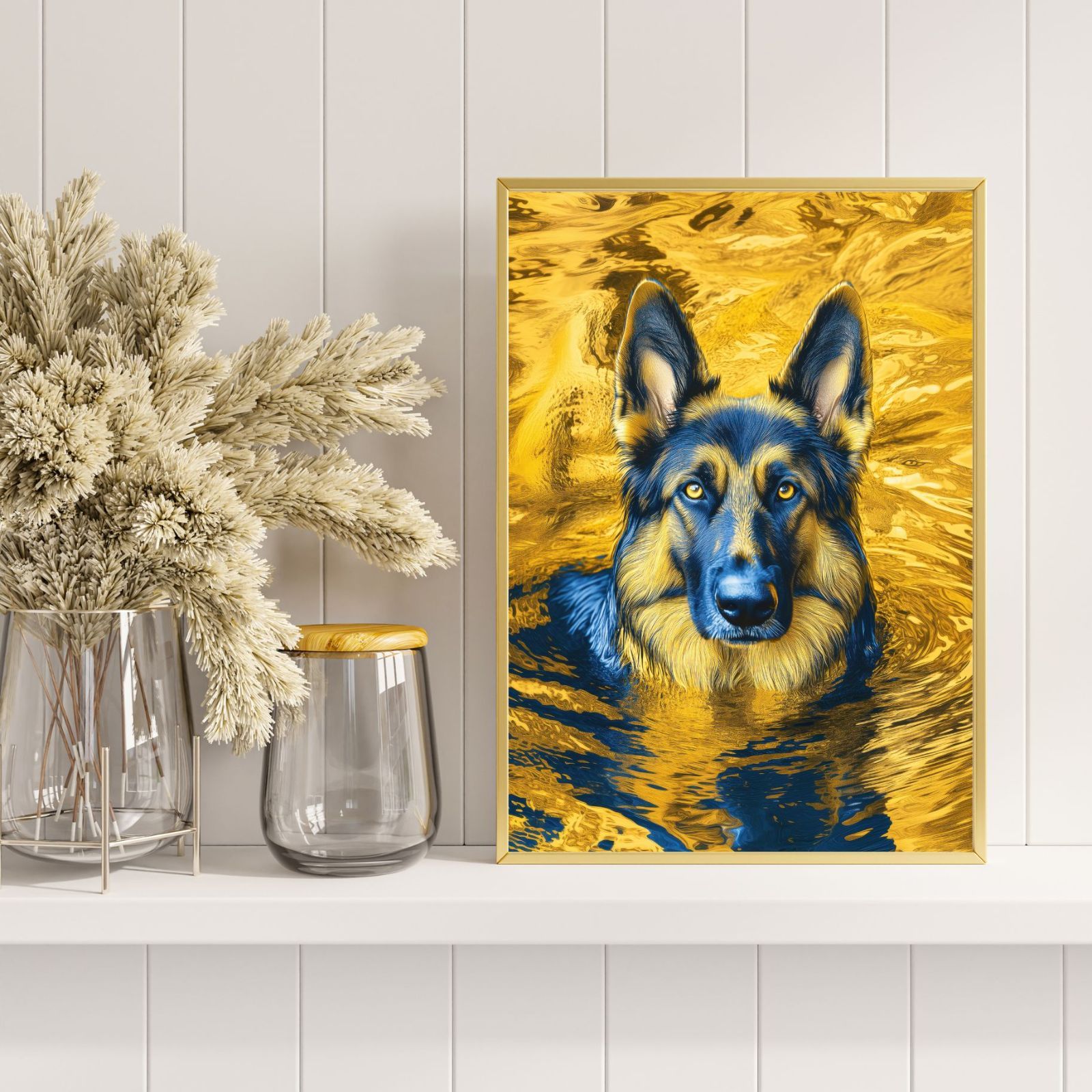 ストリートドッグ - ジャーマンシェパード犬 No.1】抽象画 現代アートポスター 犬の絵 犬, image size:1600x1600