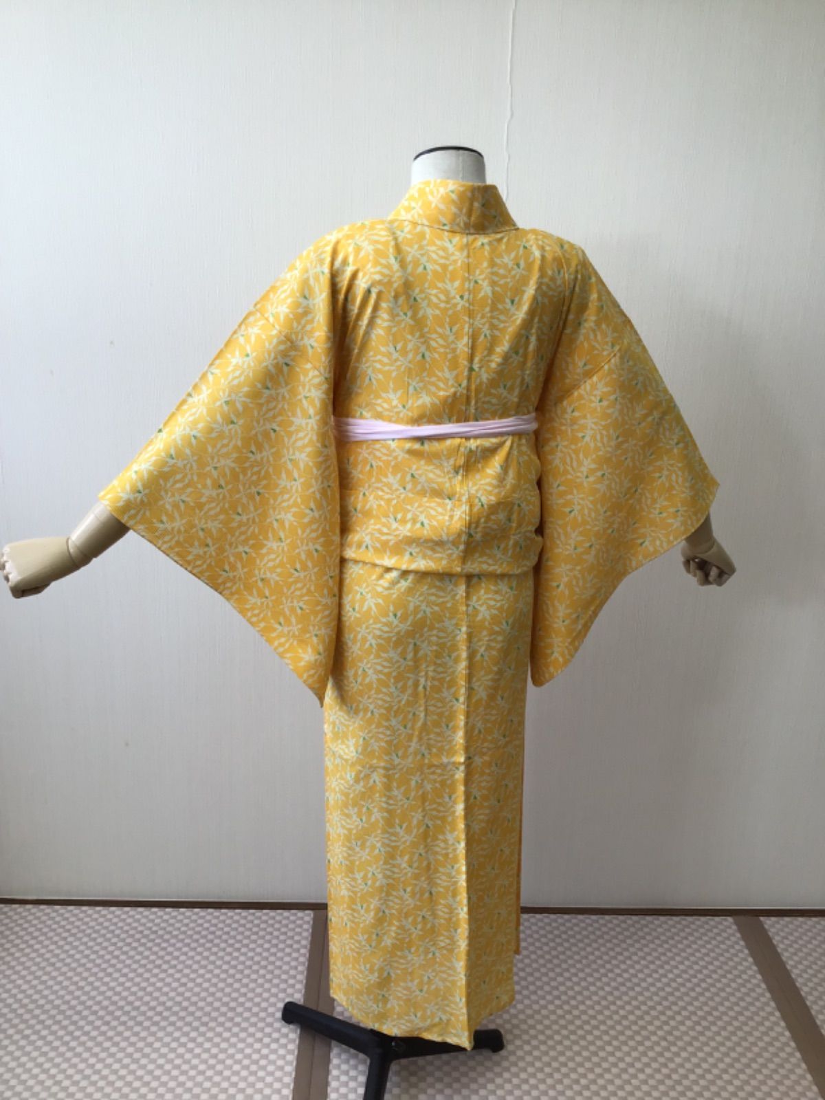 平和屋着物＊夏物 小紋 絽 扇子花文 洗える着物 AABC9405jd