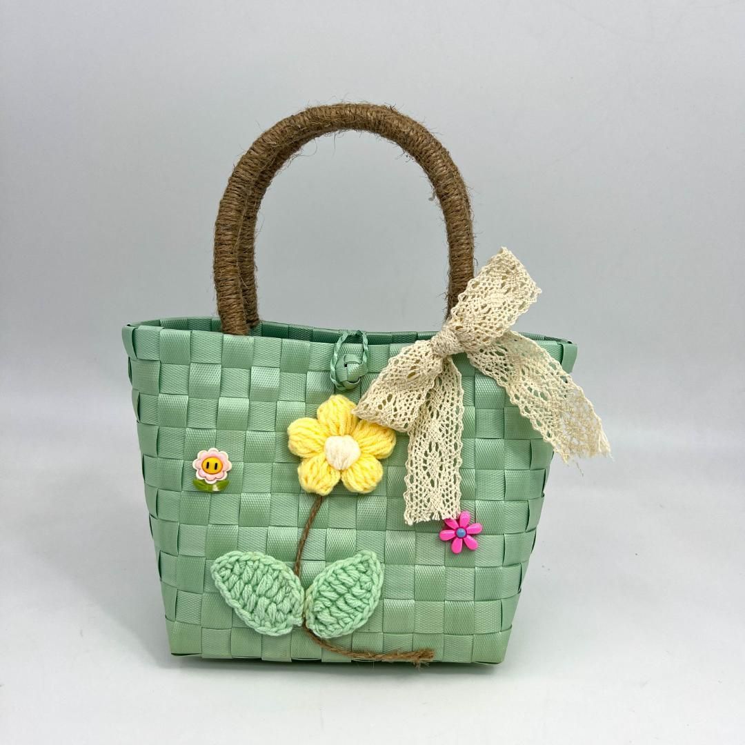 大人気プラかご V119ハンドメイド PPバンド エコバッグ ホワイトxネイビー 安く 買うハンドメイド・手芸 - 大人気プラかご V119ハンドメイド PP