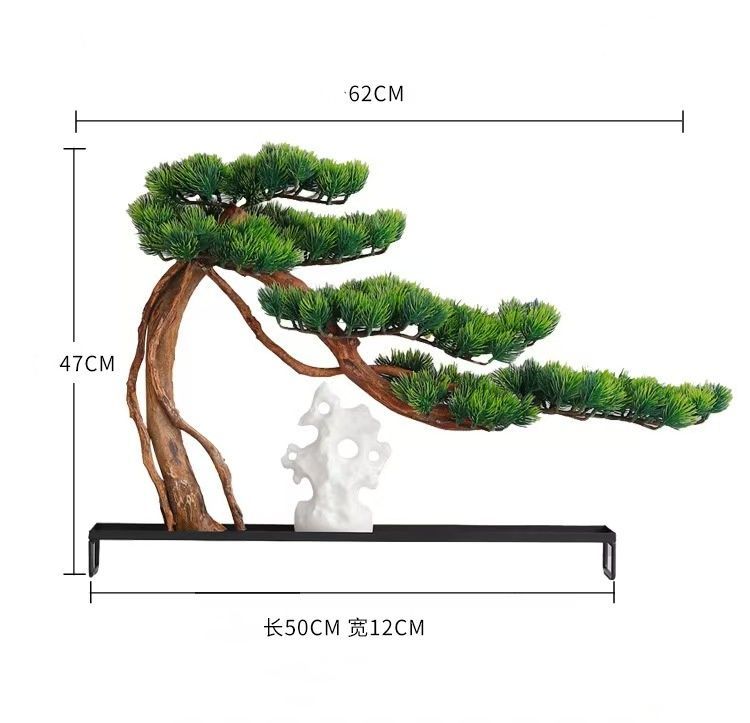 高級迎客松模造盆栽 松飾り 常緑樹 インテリアグリーン 置物 禅意迎客松盆栽装飾品 人工観葉植物 花芸術 フェイク花瓶盆栽松 デスクトップディスプレイ  庭の装飾 - メルカリ