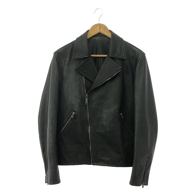 ANSNAM / アンスナム | Modelist Leather riders jacket / モデリスト レザージャケット / 総裏地 | 02 | チャコールブラック系 | メンズ