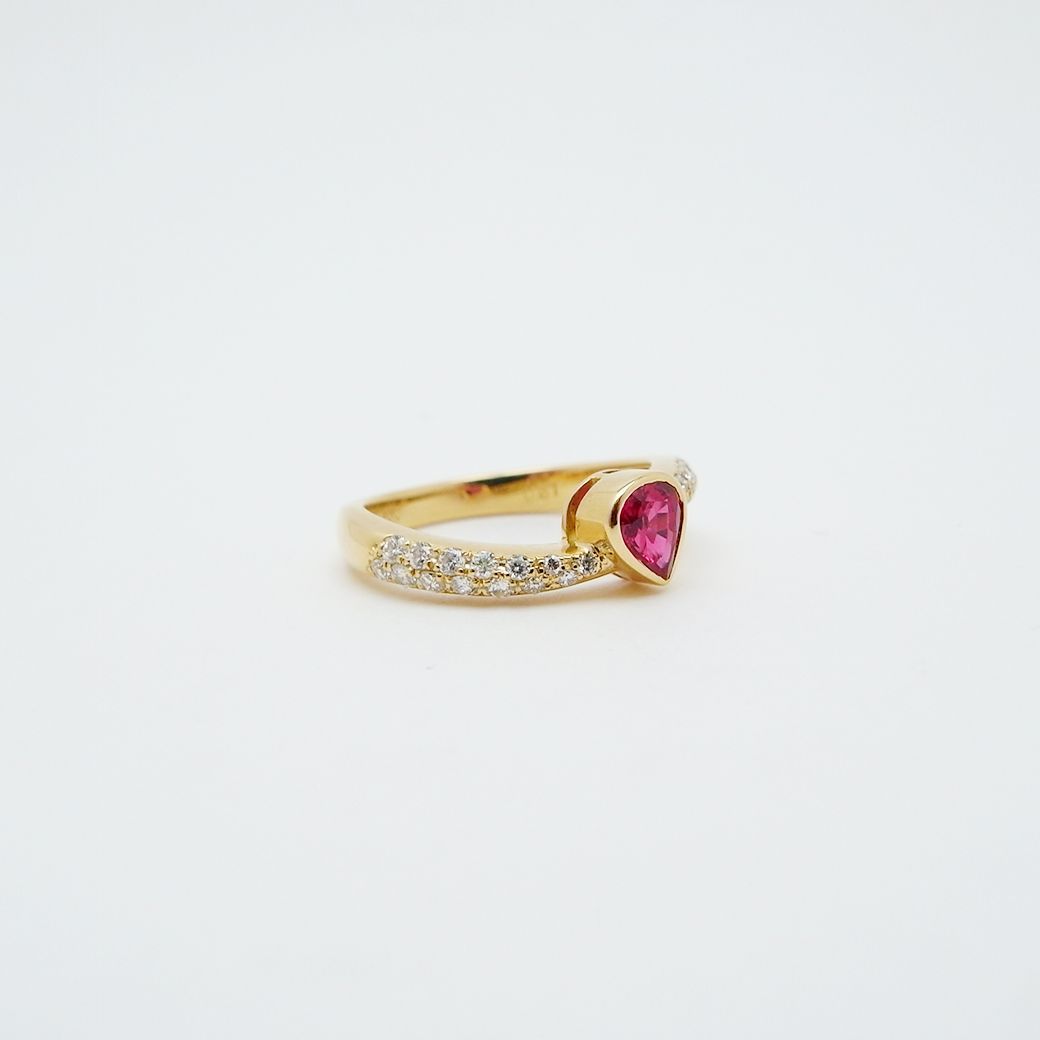 ミラショーン ルビー ダイヤモンド リング 0.55ct 0.31ct 12号 750YG  