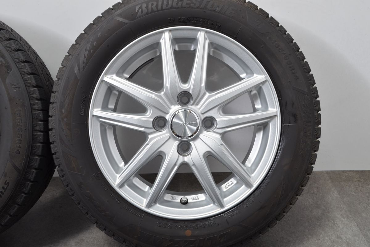 【バリ溝 VRX3付 美品】エコフォルム 14in 5.5J +39 PCD100 ブリヂストン ブリザック 165/65R14 パッソ タンク ルーミー ソリオ トール