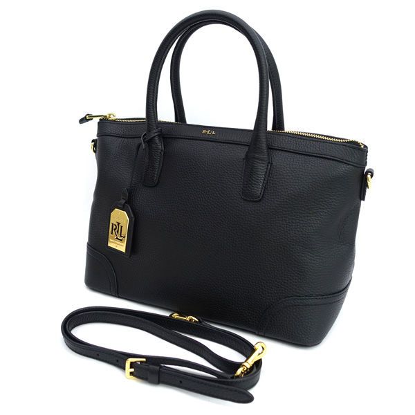 【美品】ローレンラルフローレン　ハンドバッグ　2way グレインレザー　ブラック Ch1 RLL LAUREN RALPH LAUREN ローレン ラルフローレン 2WAY