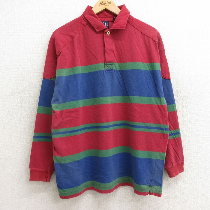 90's GAP ラガーシャツ 90s 90年代 OLD GAP オールドギャップ グレー 紺 ネイビー 赤