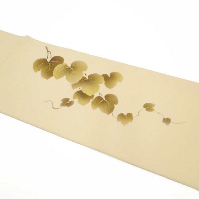 新古品】 名古屋帯 未使用 正絹 菅有鬼一 東京友禅作家 落款 染め帯 手