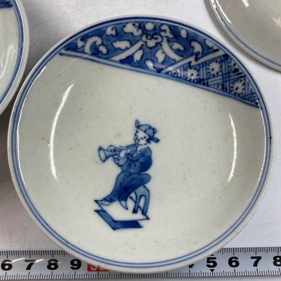 江戸中期　染付唐子瑞小皿5枚仕立箱付直径11.3㎝　東Y5-1116⑤トトチ 江戸中期 染付唐子瑞小皿5枚仕立箱付直径11.3㎝ 東Y5-1116⑤トトチ