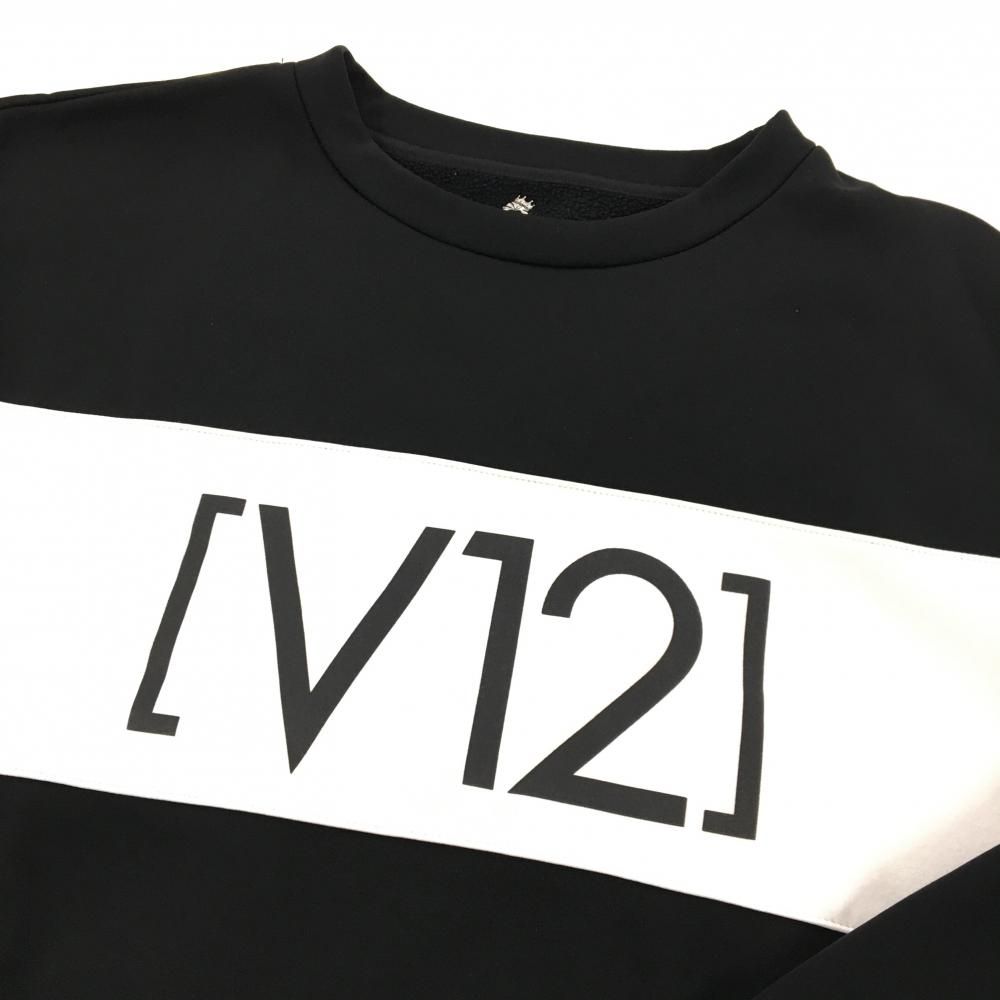 V12 ブラック ロゴトレーナー XXL