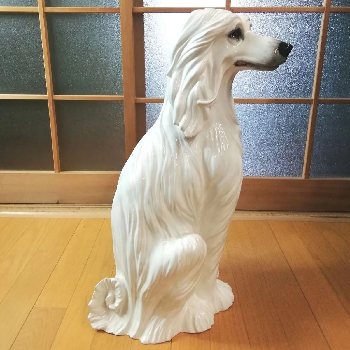 イタリア製陶器アフガンバウンド犬(美品) アフガンハウンド イタリア製 大型犬 犬 置物 陶器 新品未使用