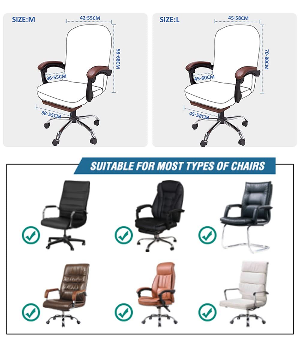 オフィス椅子カバー耐水性ストレッチジャカードコンピューターチェアアームレストチェア用スリップカバーオフィス用 事務椅子回転式椅子用 一体式ファスナー付き伸縮素材 取り外し ユニバーサル＆取り外し な洗える L ベージュbeige MARWIL-DEMENAGEMENTS_CH