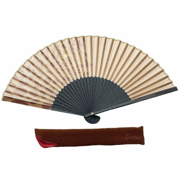 セリーヌ 扇子 パンサー うちわ ブラウン系 茶色 ブラック 黒 CELINE ブランド小物