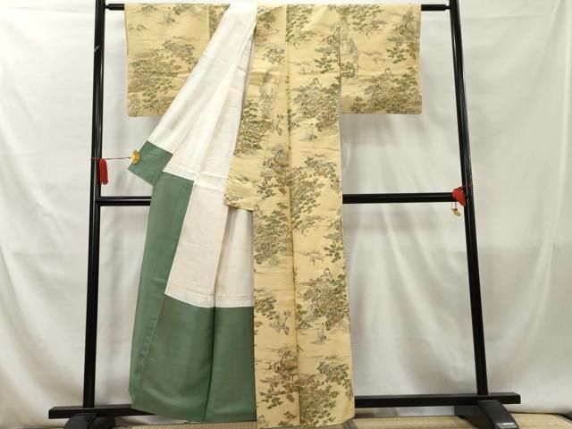 平和屋着物○上質な紬 風景草花文 正絹 逸品 AAAV7414zg