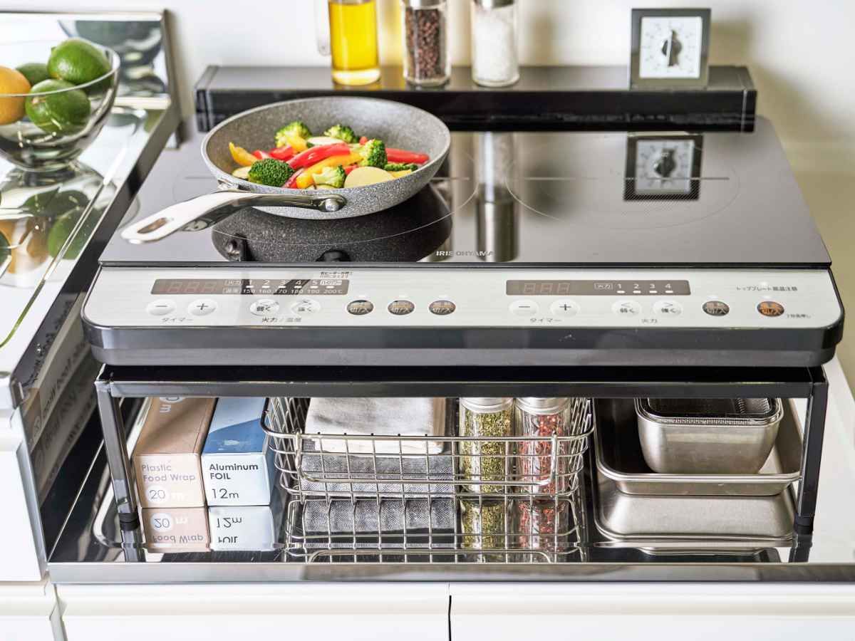 棚付きIHクッキングヒーターラック