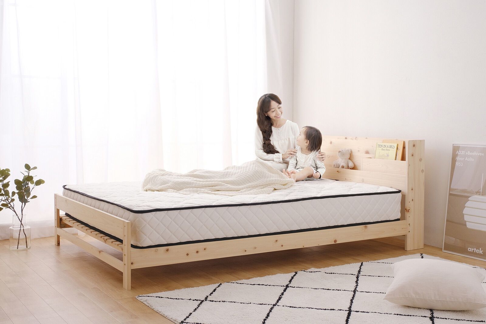 総ヒノキ すのこベッド ダブルベッド ナチュラル