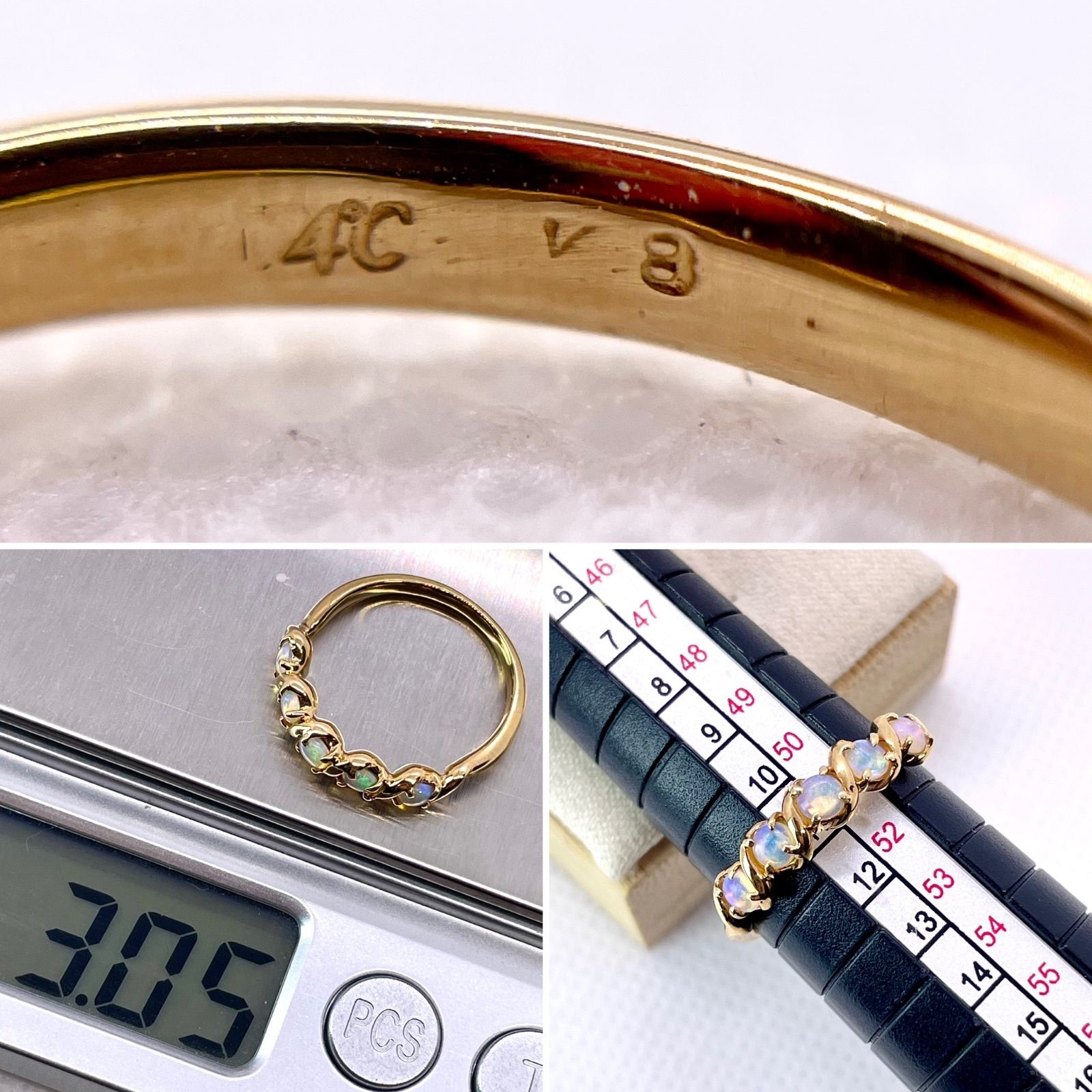 ④オパール　18K 11号　リング K18 オパール 指輪 11号 ゴールドカラー リング｜Reizm(リズム)