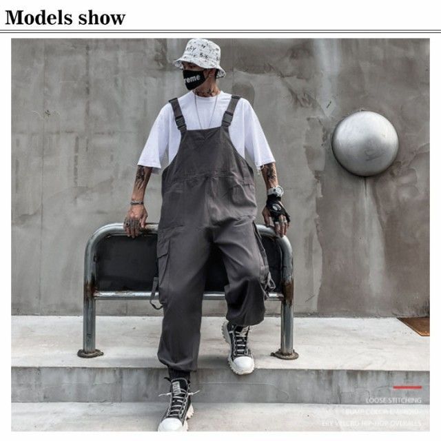 アウトドア用オーバーオールパンツ 黒グレー オーバーオール メンズ サロペット 作業服 カジュアル ワークマン