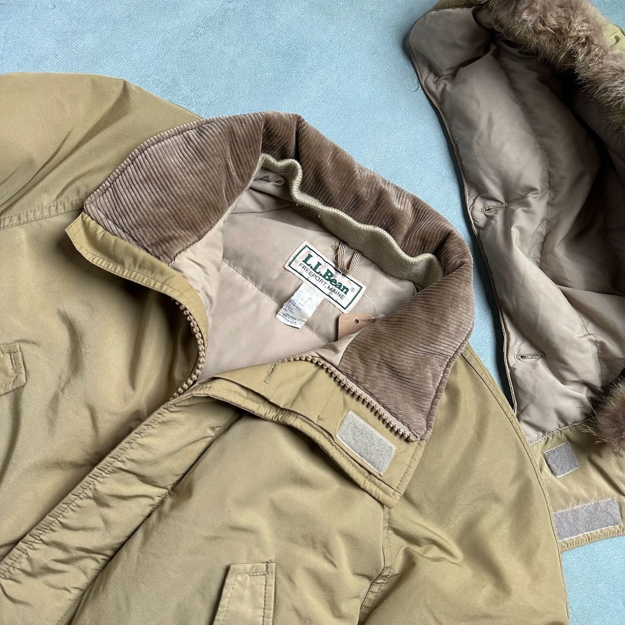 80s USA L.L.Bean グースダウン ジャケット ファーフード エルエル 
