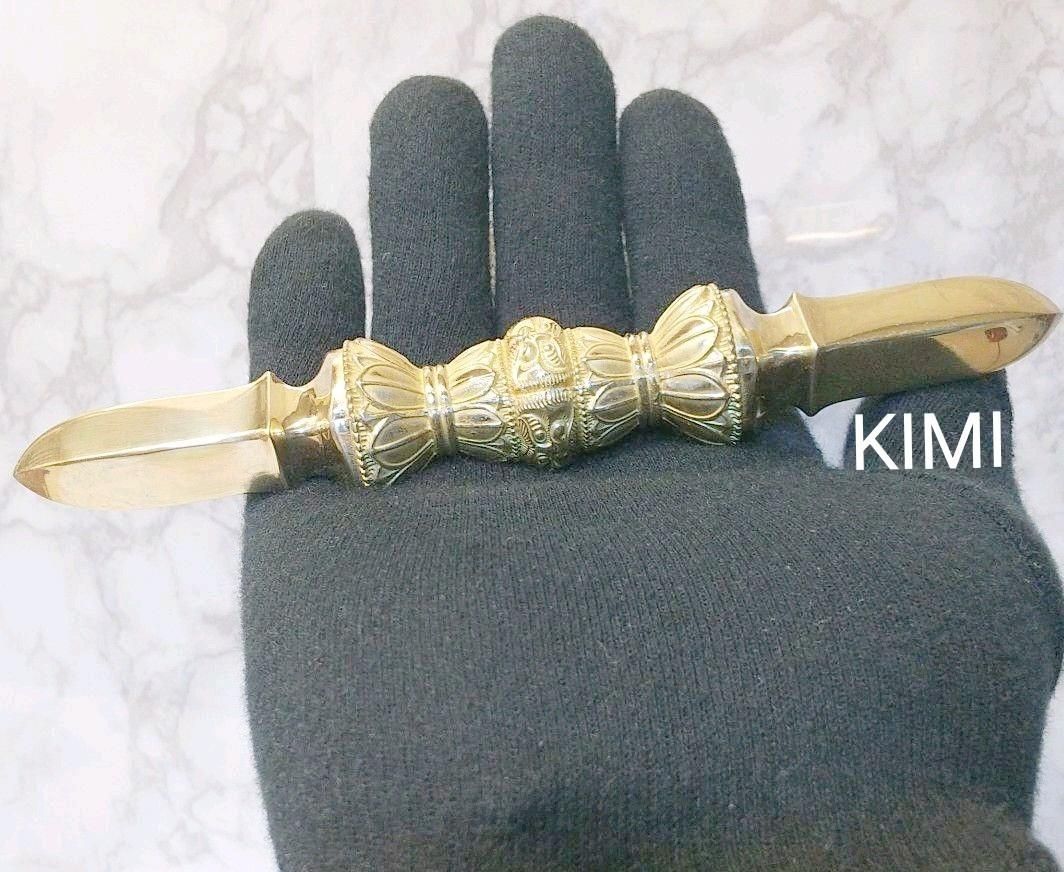 独鈷杵 真鍮製磨き仕上げ 長さ約16.8cm　密教法具 寺院用仏具 Vajra 独鈷杵 真鍮製磨き仕上げ 長さ約16.8cm 密教法具 寺院用仏具