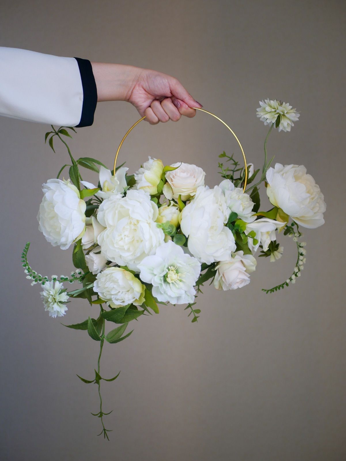 ウェディングブーケ フープブーケ 造花ブーケ 韓国ブーケ アーティ