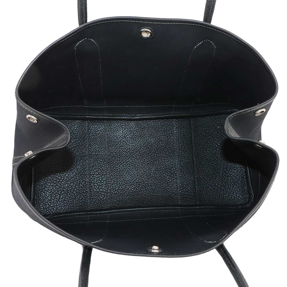 美品 HERMES エルメス ガーデンパーティPM 黒 トワルオフィシエ エルメス ガーデンパーティー PM ブラック トワルオフィシエ