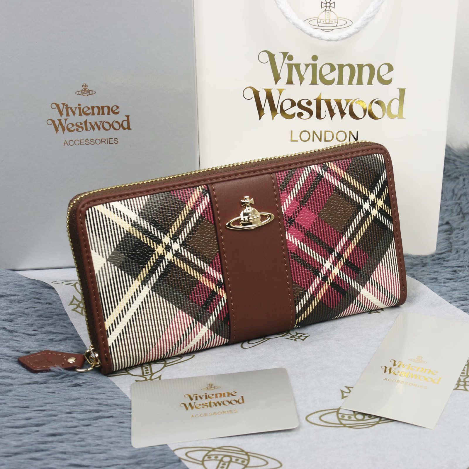 新品 ヴィヴィアンウエストウッド 財布 チェック柄 Vivienne Westwood 長財布 55VV356