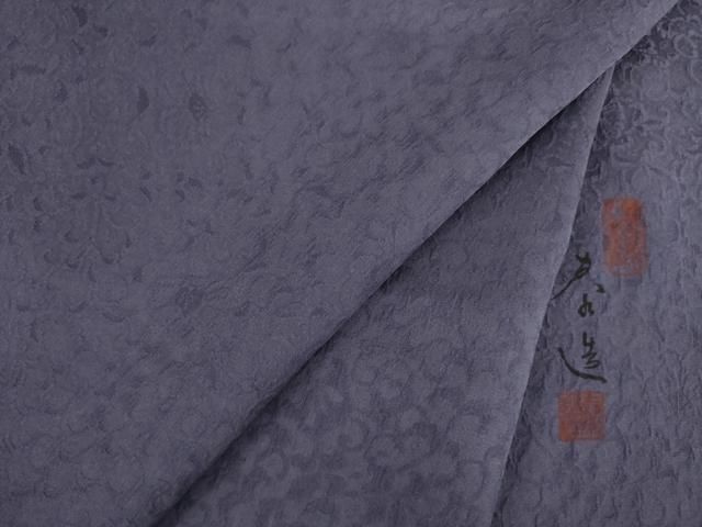 平和屋着物●螺鈿作家 甲斐泰造 色無地 螺鈿 花唐草地紋 濃鼠色 金彩 鈴乃屋扱い 正絹 AABB7899ck