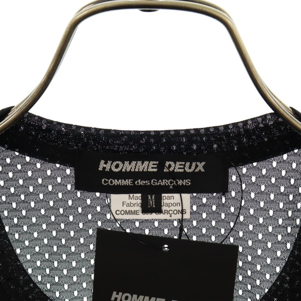 COMME des GARCONS HOMME DEUX (コムデギャルソン オムドゥ) 24SS メッシュ クルーネック 半袖カットソー Tシャツ ブラック DM-T005