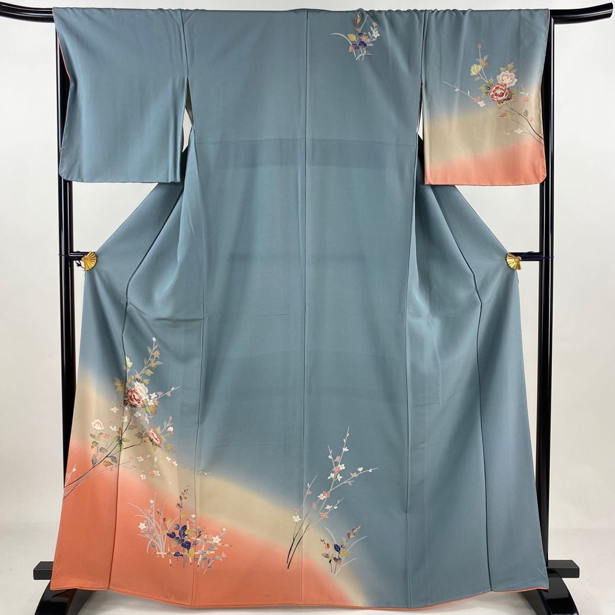 訪問着 身丈159.5cm 裄丈63.5cm S 袷 花唐草 流水 刺繍 金彩