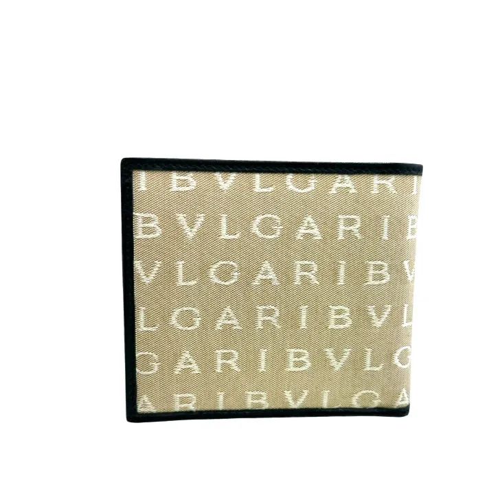 中古美品】BVLGARI ブルガリ ロゴマニア二つ折り財布 キャンバスX
