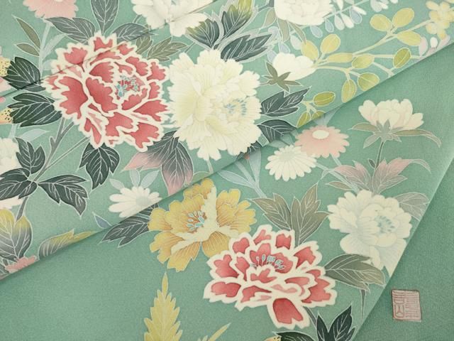 平和屋着物○訪問着 友禅 作家物 草花文 正絹 逸品 AABB7912ck - メルカリ
