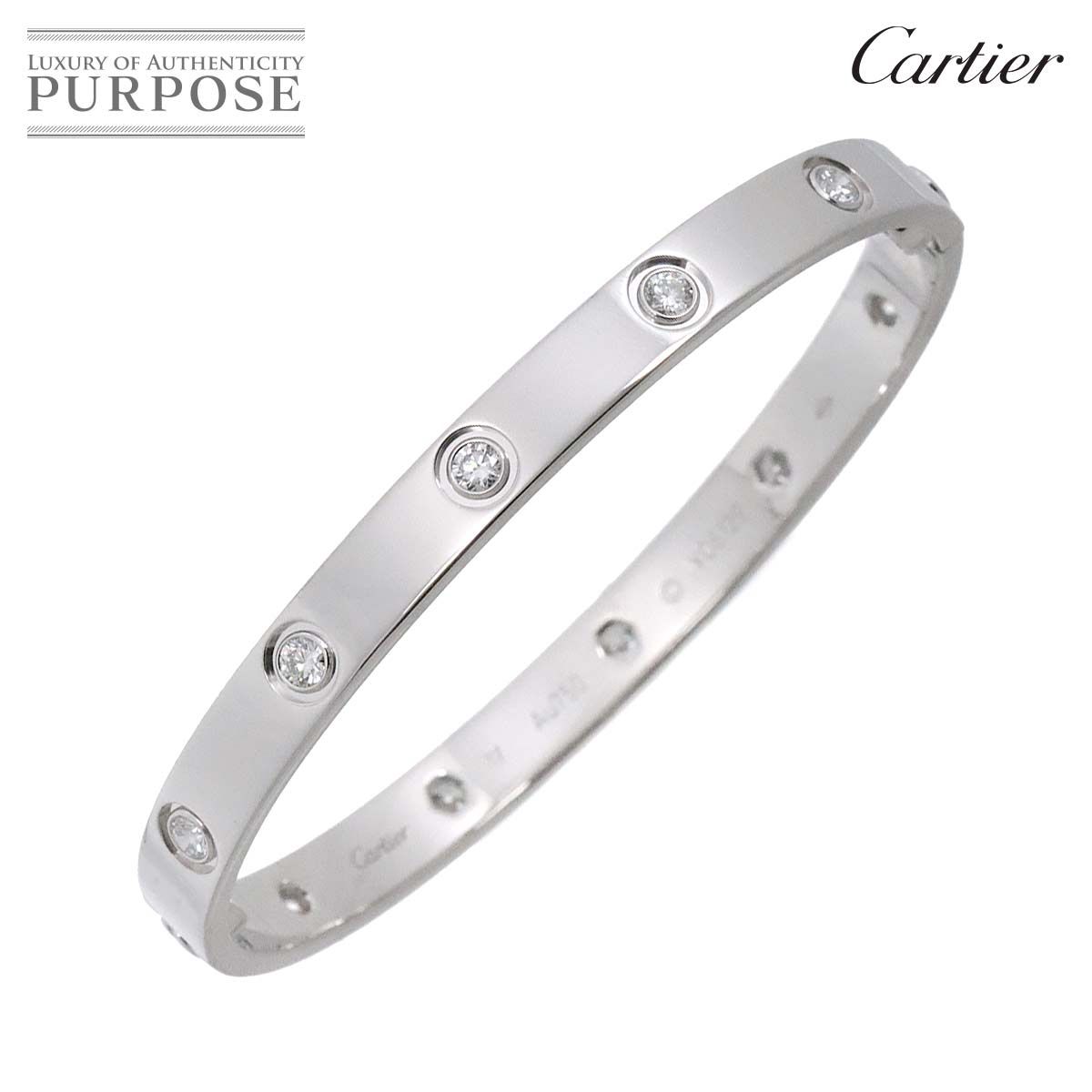 カルティエ Cartier ラブブレス フル ダイヤ 10P #17 K18 WG ホワイトゴールド 750 ブレスレット バングル Love  Bracelet 90244179 - メルカリ