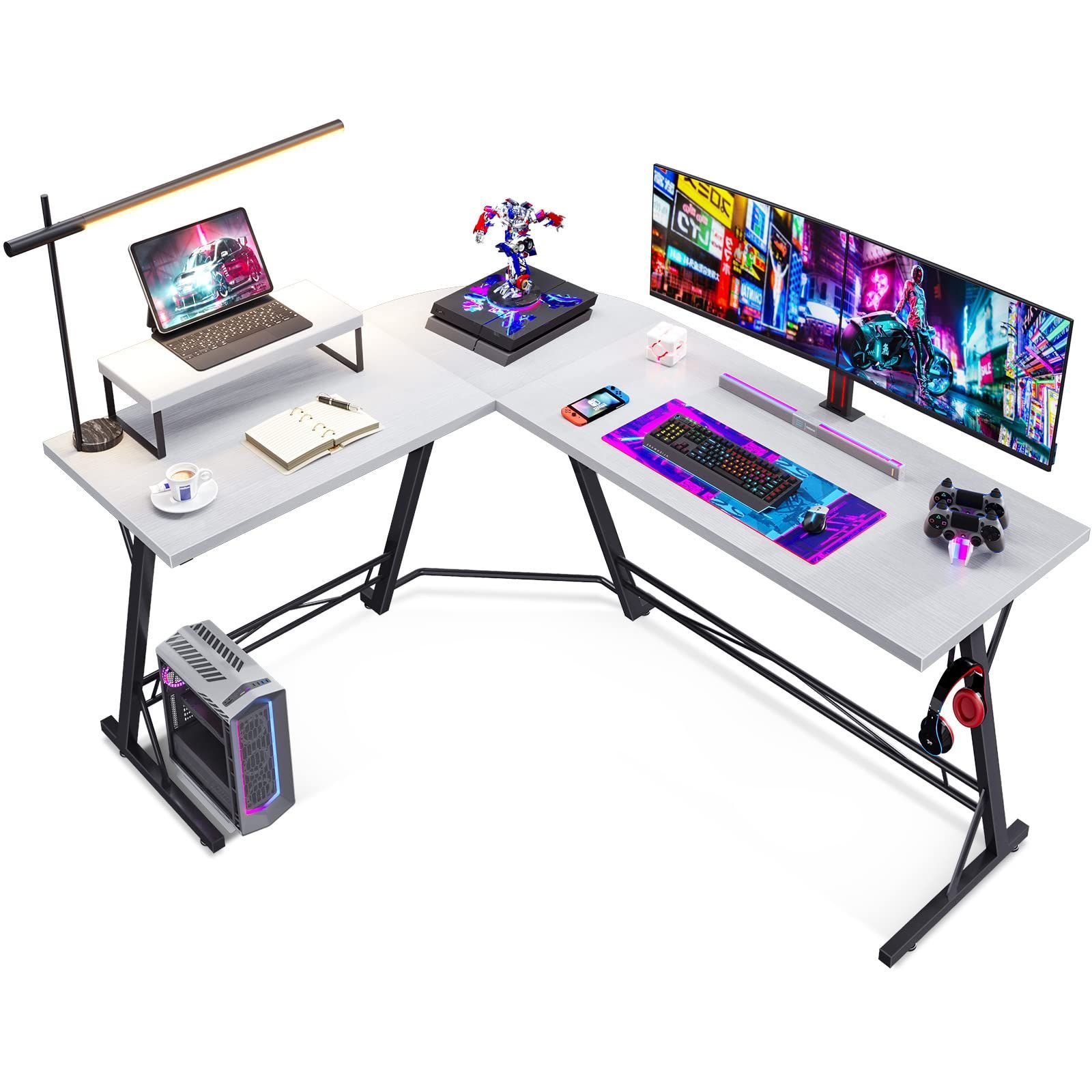 新着商品 ODK パソコンデスク l字デスク ゲーミングデスク L字 幅147cm pcデスク デスク 机 コーナーデスク ワークデスク L字型 オフィスデスク 在宅勤務 ホワイト