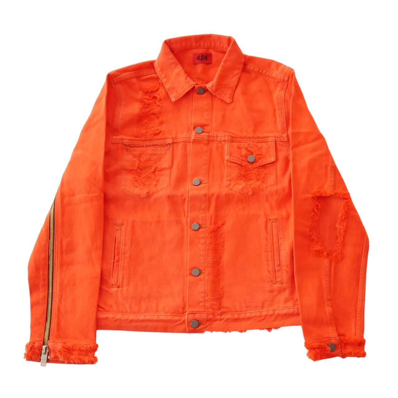 424 ダメージ加工デニムジャケット 新品 424 Denim Jacket orange Damage デニムジャケット