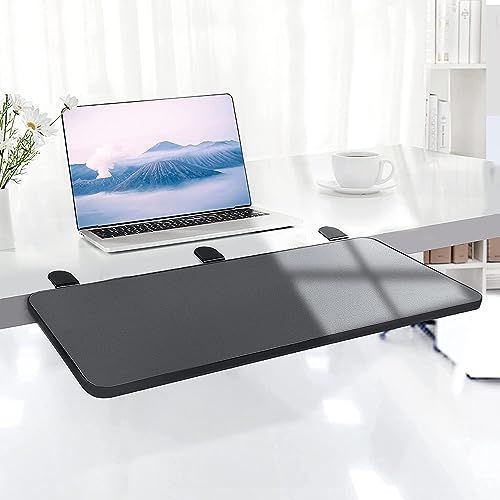 黑_25*65 デスクエクステンダー 超安定 3つのクランプをアップグレード： WiViVi 25*65cm 折り畳み式 デスク 拡張 クランプ 後付け キーボード トレイ 拡張テーブル 疲労を和らげる 肘置き 板 の取り付けが簡単 (黒, 25*65)