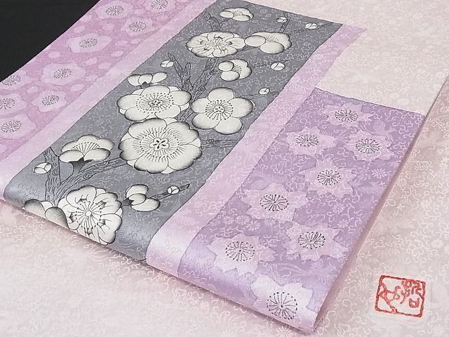 平和屋-こころ店□極上 樋熊哲也 辻が花 手描き 太鼓柄袋帯 金通し地 ...