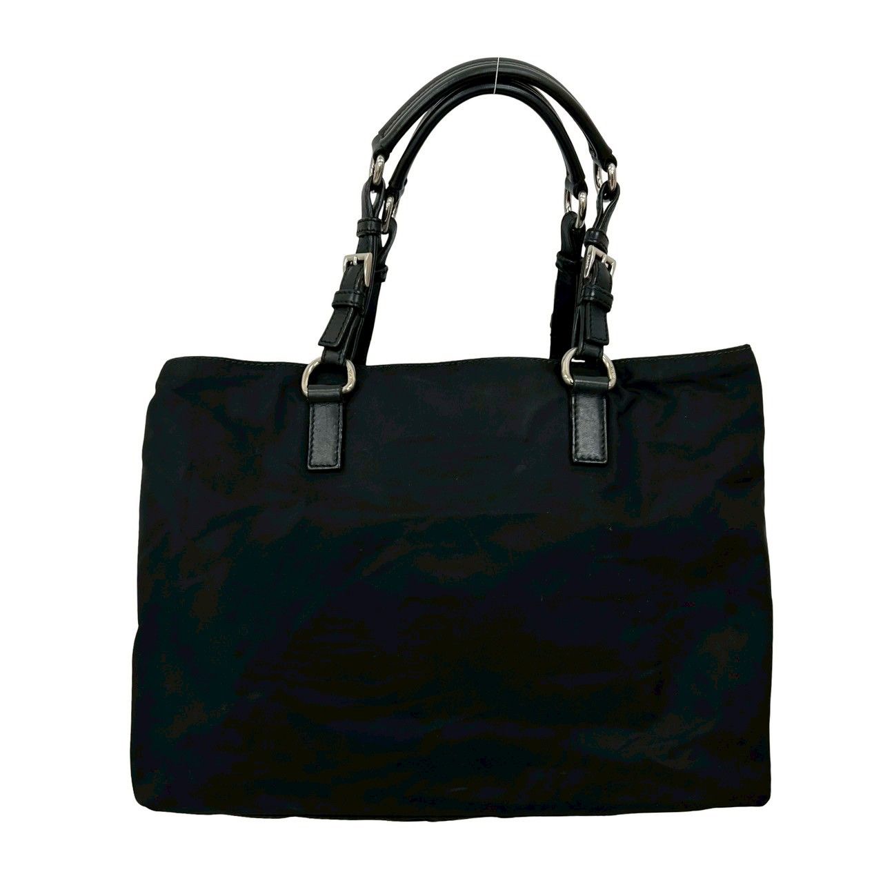 極 美品 袋付き PRADA プラダ 三角ロゴ プレート 金具 レザー 本革