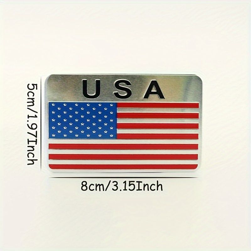 2個セット エンブレム アメリカ国旗 8cm カラー メタル USA