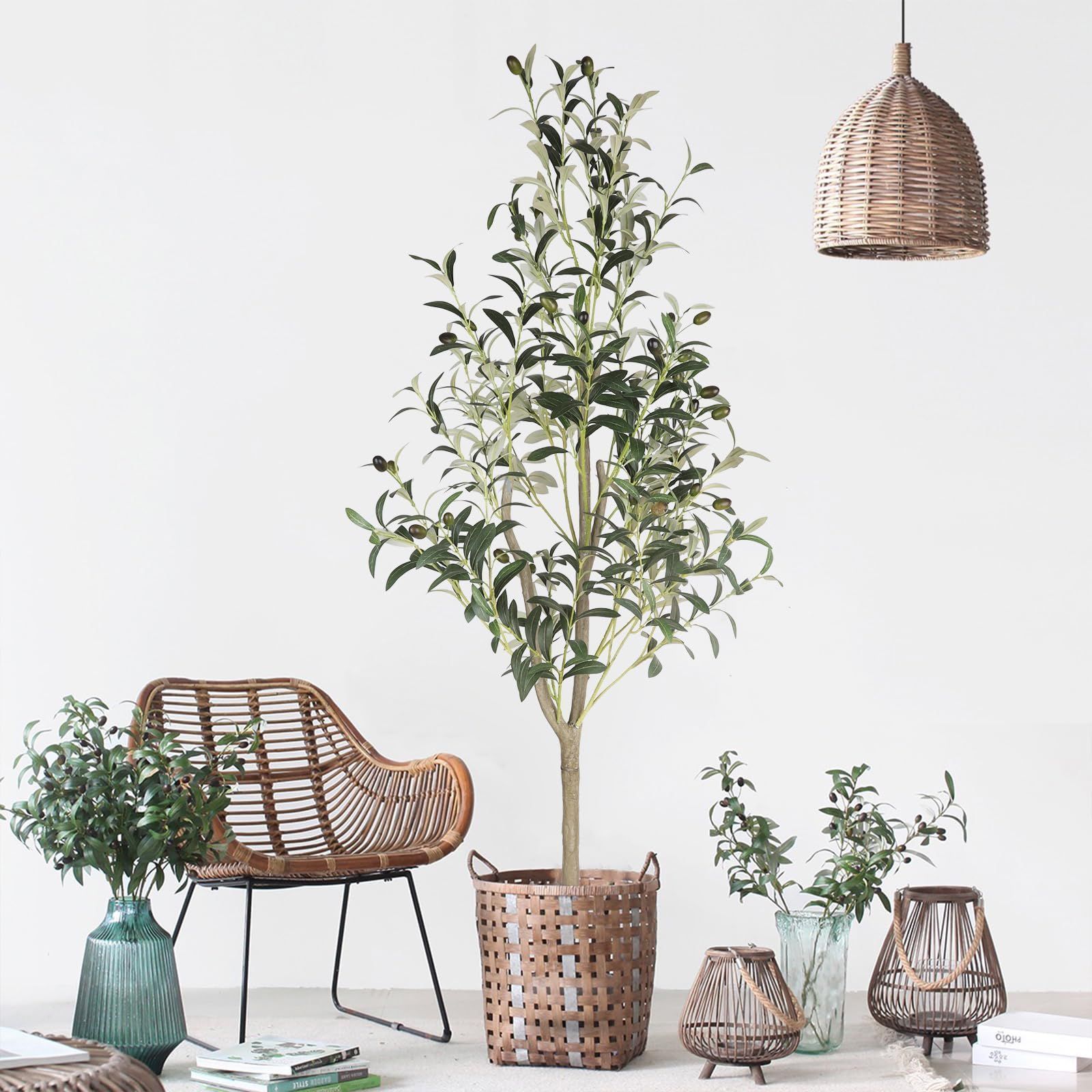 FEELEAD フェイクオリーブの木 【高さ183cm】人工観葉植物 観葉樹 Amazon｜人工観葉植物 オリーブの木 フェイクグリーン 高さ120cm