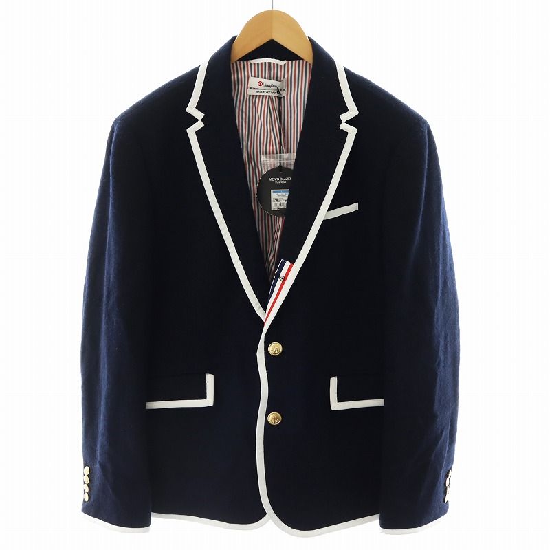 トムブラウン THOM BROWNE × Neiman Marcus ニーマン マーカス テーラードジャケット ブレザー シングル 紺ブレ 金ボタン ウール L 紺 ネイビー /AN43