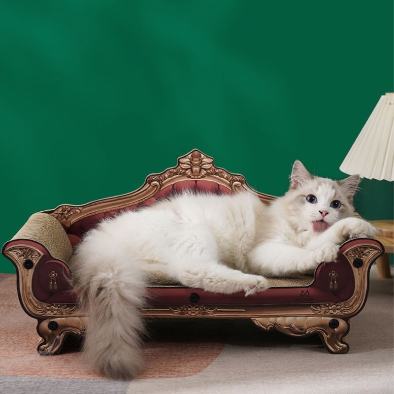 猫 爪とぎ ベッド ソファ型 ダンボール ゴージャス ソファ ベッド 爪とぎ アンティーク調 大きめ 60cm 交換可能 爪研ぎ キャットスクラッチャー  - メルカリShops