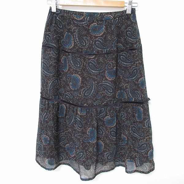 レリアン·大きいサイズ /【新品】ペイズリー柄フリルスカート レリアン Leilian Leilian ペイズリー柄 切替 フレアスカート