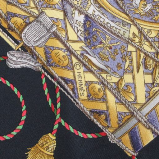 エルメス カレ90 タンブールの太鼓 LES TAMBOURS ブラック スカーフ エルメス HERMES カレ90 LES TAMBOURS(タンブールの