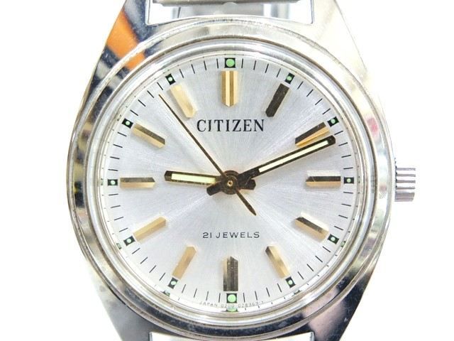 CITIZEN シチズン 時計 53-8019 手巻き 21石 腕時計 SS ラウンド バー