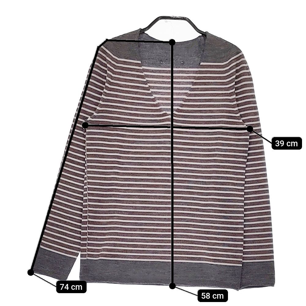 YURI+PARK ボーダー Vネック ウール セーター ニット グレー ピンク ユリパーク 5-0208T 256527 YURI+PARK ボーダー Vネック ウール セーター ニット グレー