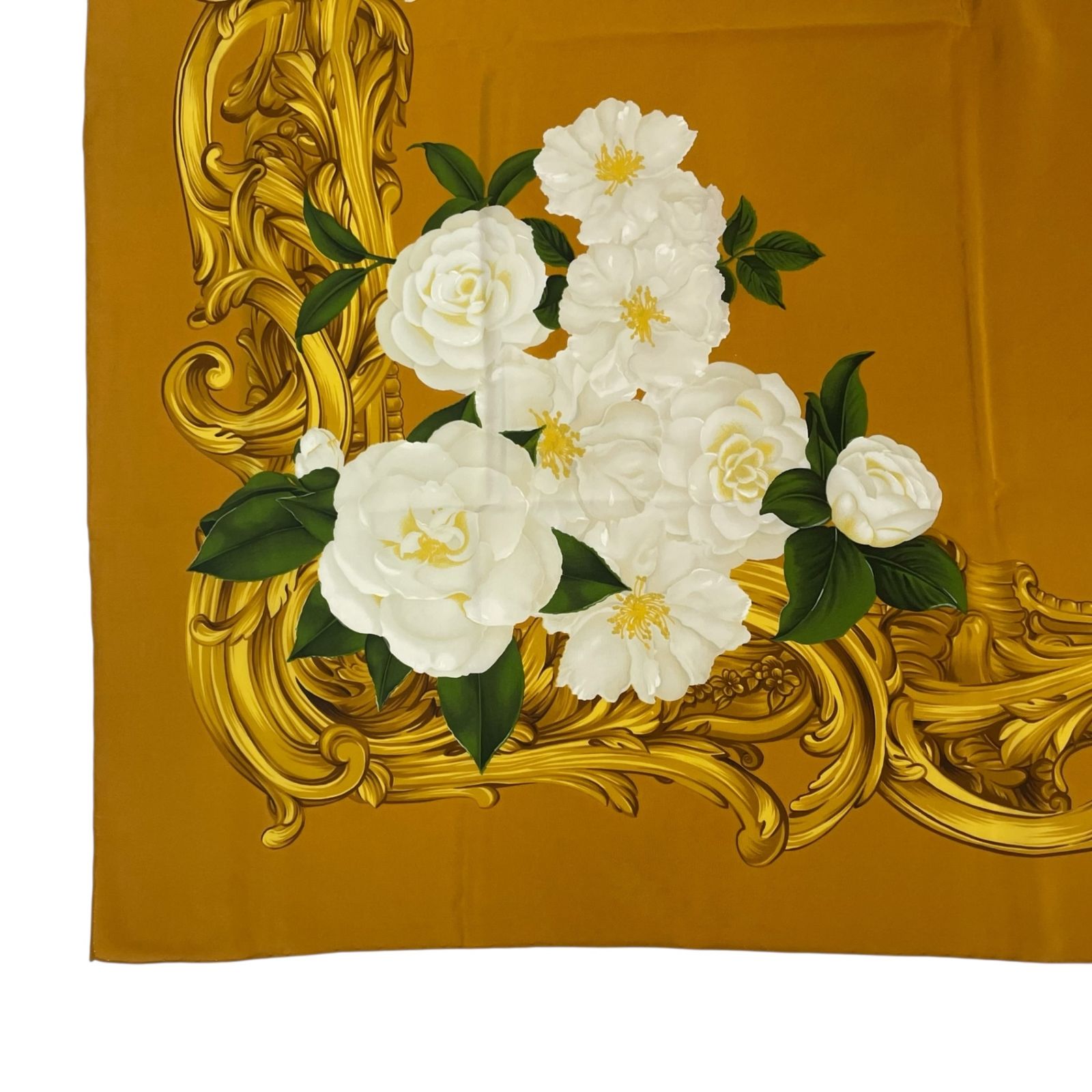 52 美品　シャネル　CHANEL　花柄大判ストール　シルク100 極美品 CHANEL シャネル 大判 スカーフ シルク カメリア 花柄